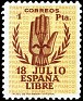 Spain 1938 National Uprising 1 Ptas Brown And Yellow Edifil 854